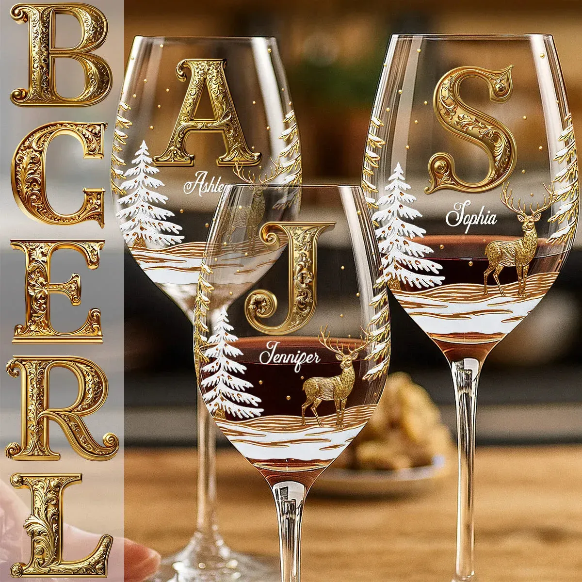 Personalized Christmas Wine Glasses